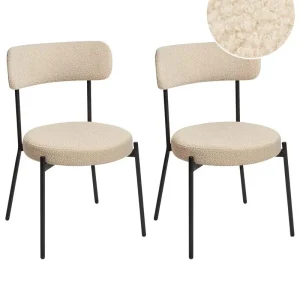 Eetkamerstoel set van 2 bouclé lichtbeige ALLISON
