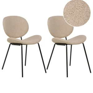 Eetkamerstoel set van 2 bouclé taupe LUANA avec Élastiques de Fixation
