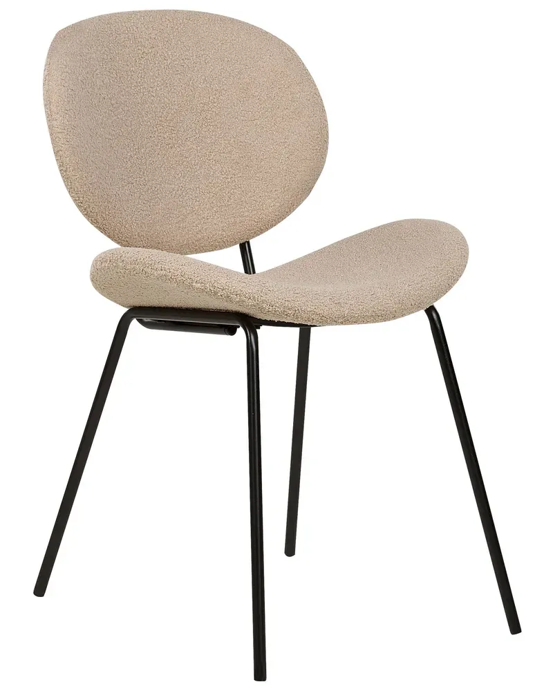 Eetkamerstoel set van 2 bouclé taupe LUANA avec Élastiques de Fixation