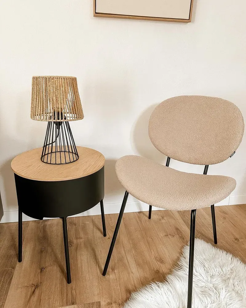 Eetkamerstoel set van 2 bouclé taupe LUANA avec Élastiques de Fixation