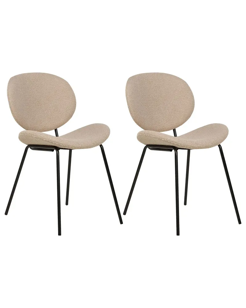 Eetkamerstoel set van 2 bouclé taupe LUANA avec Élastiques de Fixation