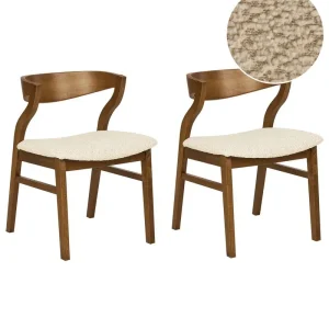 Eetkamerstoel set van 2 donkerhout/beige MAROA Style Élégant