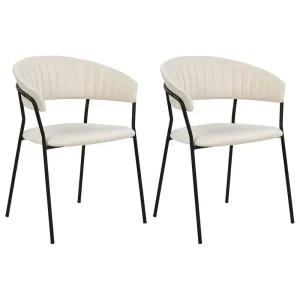 Eetkamerstoel set van 2 fluweel crème MARIPOSA