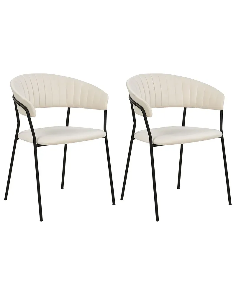 Eetkamerstoel set van 2 fluweel crème MARIPOSA