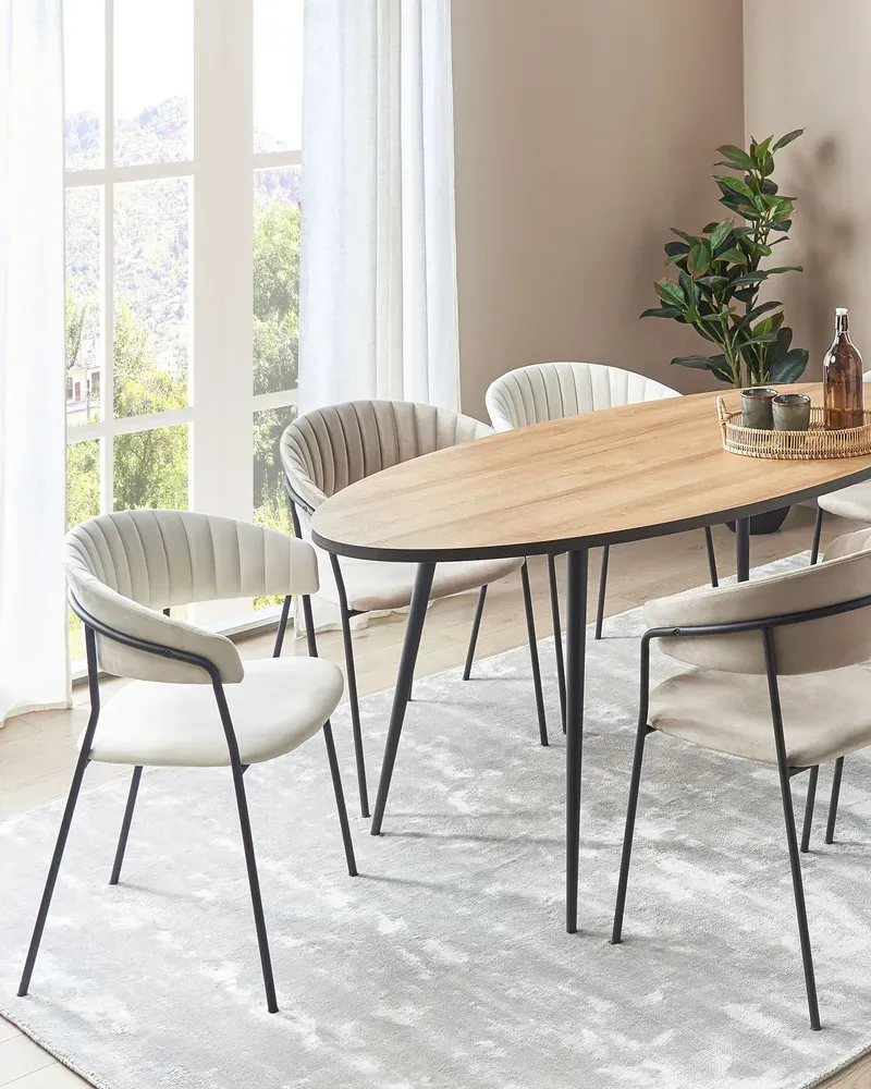 Eetkamerstoel set van 2 fluweel crème MARIPOSA
