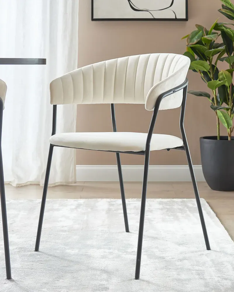 Eetkamerstoel set van 2 fluweel crème MARIPOSA