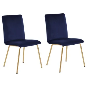 Eetkamerstoel set van 2 fluweel marineblauw RUBIO