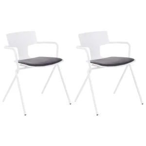 Eetkamerstoel set van 2 wit/zwart MANSON | Lavable | Résistant aux Taches |