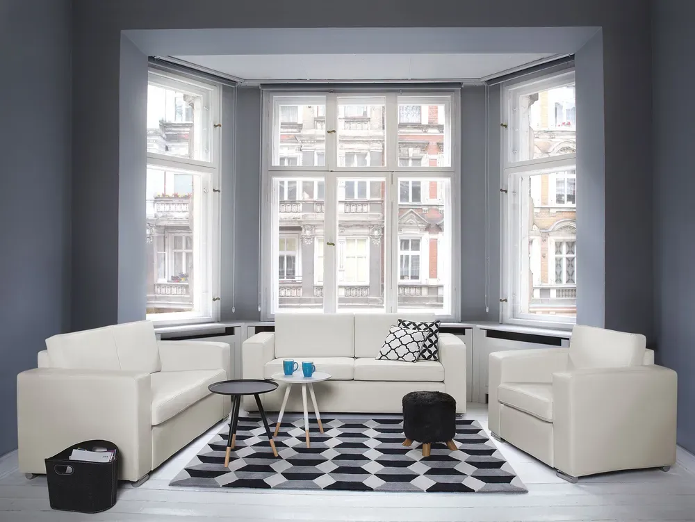 Enveloppe de matelas 2 Seater En cuir Sofa White HELSINKI