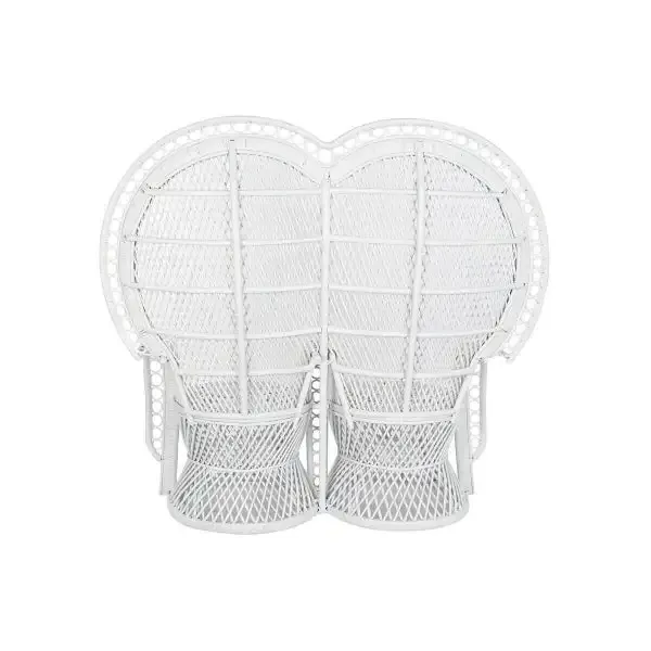 Fauteuil de Mariage Trône 2 Places en Rotin Blanc Home Decor pour Canapé d'Angle