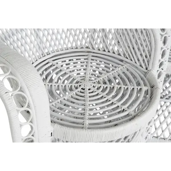 Fauteuil de Mariage Trône 2 Places en Rotin Blanc Home Decor pour Canapé d'Angle
