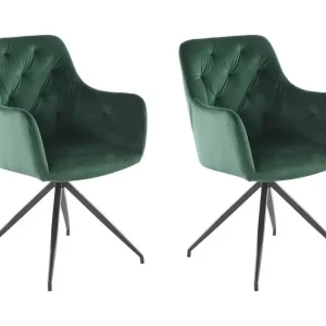 Fauteuil 2 Pack en Vert Velours en Tissu Respirant