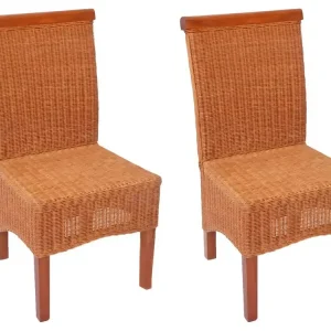 Filet de protection Chaise de salle à manger Var (lot de 2), Lot de 2 chaises M42 salle à manger, rotin/bois, 46x50x96cm