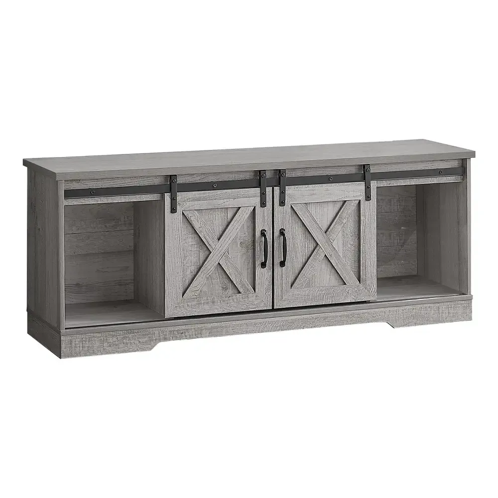 Filet de protection Meuble Tv - 60"L / Gris Avec 2 Portes Coulissantes