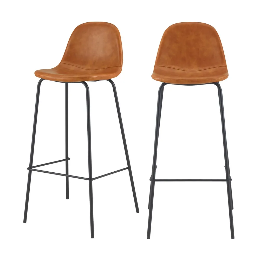 Henrik - chaise de bar 75 cm en cuir synthétique (lot de 2) pour Extérieur
