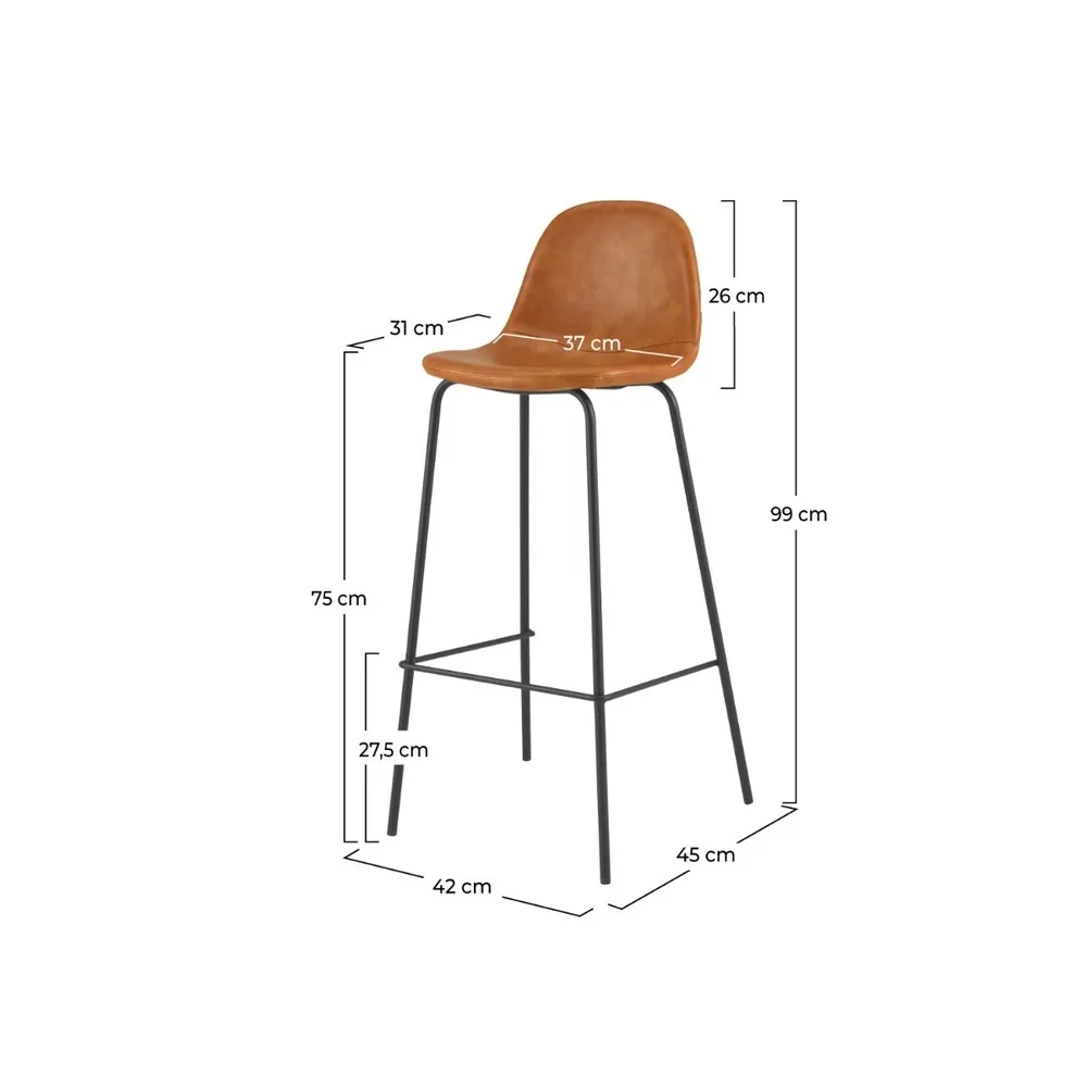 Henrik - chaise de bar 75 cm en cuir synthétique (lot de 2) pour Extérieur