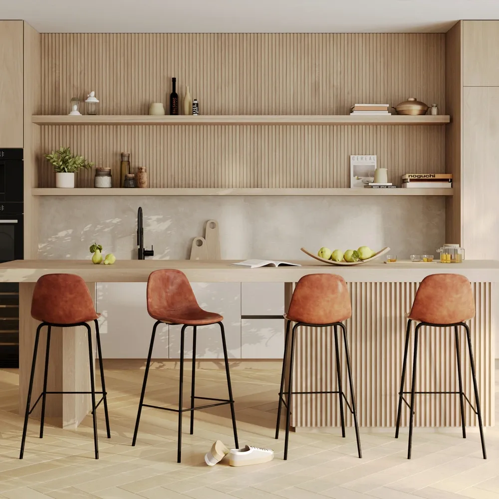 Henrik - chaise de bar 75 cm en cuir synthétique (lot de 2) pour Extérieur
