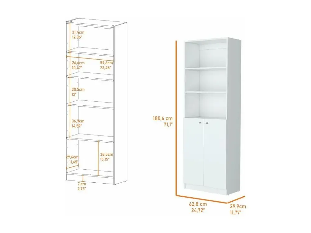 Home 2P Grand Shelf avec 2 portes et 3 étagères