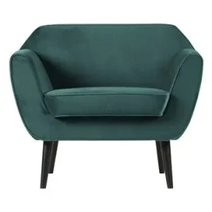 Housse de canapé Fauteuil en velours bleu Rocco Woood - 92cm
