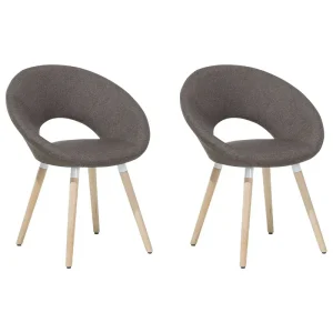 Housse de canapé Set 2 Fabric Dining Chairs Light Marron ROSLYN