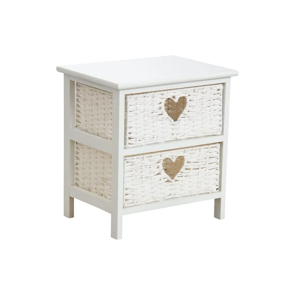 Housse imperméable Commode blanche 2 tiroirs avec coeurs