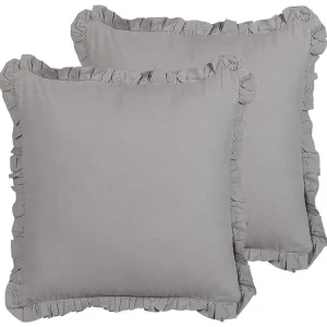 Housse imperméable Lot de 2 coussins en lin 45 x 45 cm gris GLABRA