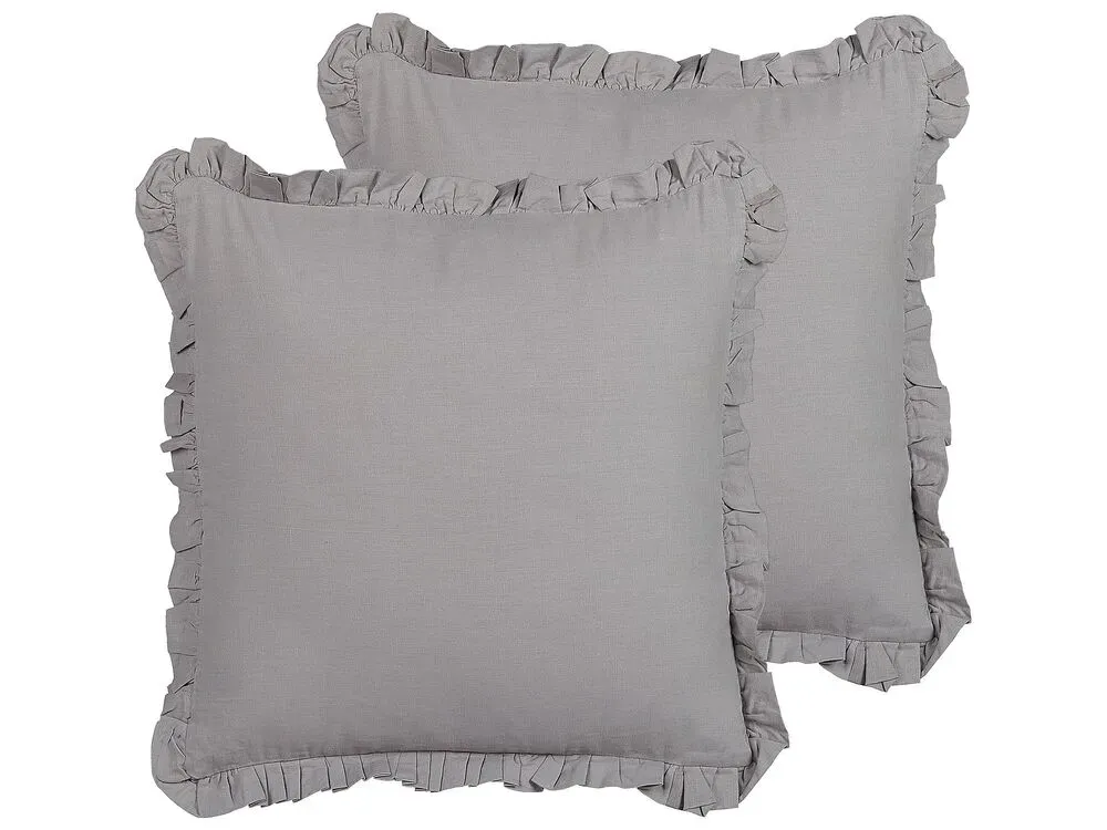 Housse imperméable Lot de 2 coussins en lin 45 x 45 cm gris GLABRA