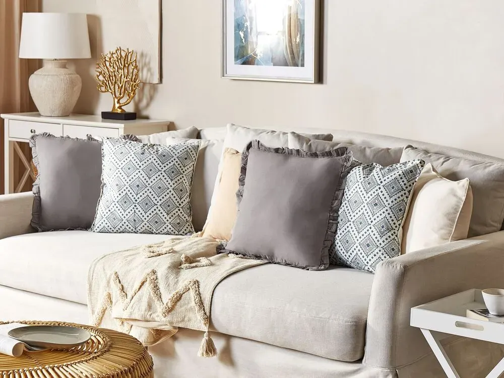 Housse imperméable Lot de 2 coussins en lin 45 x 45 cm gris GLABRA
