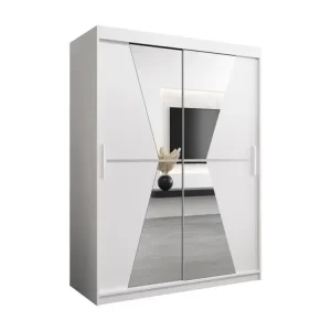 Housse de rangement Armoire Maroko À Portes Coulissantes 200/150/62 2 portes (Blanc/Blanc)