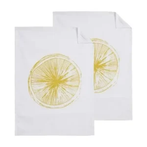 Housse de rangement Torchon de cuisine en coton Citron (Lot de 2)