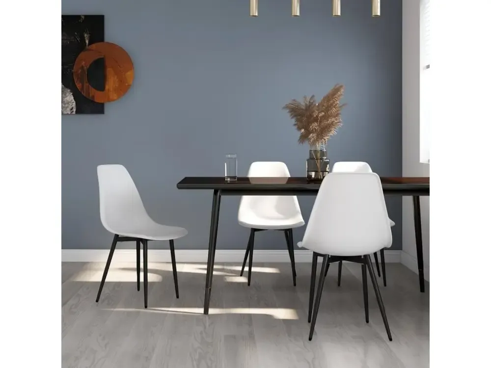 Housse sur mesure Chaises de salle à manger 4 pcs Blanc PP 2