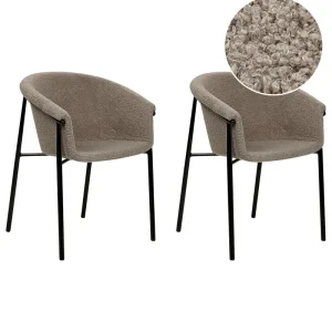 Housse sur mesure Eetkamerstoel set van 2 bouclé taupe AMES