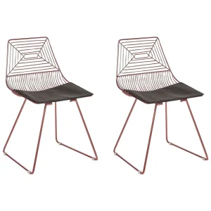 Housse sur mesure Lot de 2 chaises de salle à manger en métal rose doré BEATTY