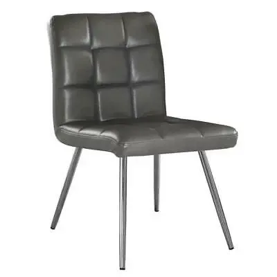 Élastique 4 Côtés Chaise De Salle Manger - 2Pcs / 32"H / Simili-Cuir Gris / Chromé