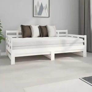 Lit coulissant Blanc Bois de pin ferme 2x(90x190) cm