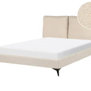 Lit double bouclé naturel 140 x 200 cm MELLE