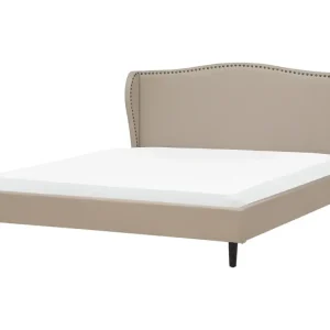 Lit double en tissu chamois 180x200 cm COLMAR