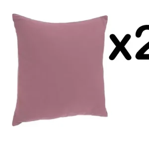 Lot de 2 coussins déhoussables coloris rose, 40 x 40 cm avec Fermeture Éclair