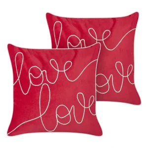 Lot de 2 coussins en velours rouge 45 x 45 cm SIDERASIS - Taille L