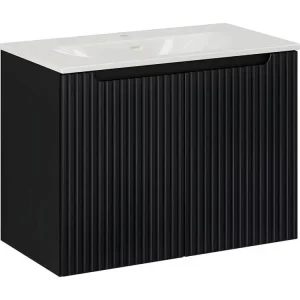 Meuble dépouillé vasque encastrée 80cm 2 portes Riva Noir