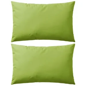 Oreiller d'extérieur 2 pcs 60x40 Vert pomme en Tissu Respirant