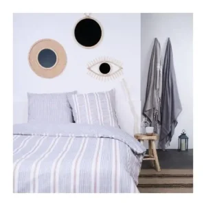 Parure de lit - Kargo - 220x240 cm - 2 personnes - coton imprimé rayé avec Fermeture Éclair