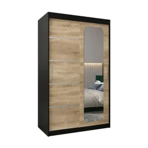 Premium ARMOIRE PROMO V2 À PORTES COULISSANTES 200/120/62 2 Portes (Noir/Sonoma)