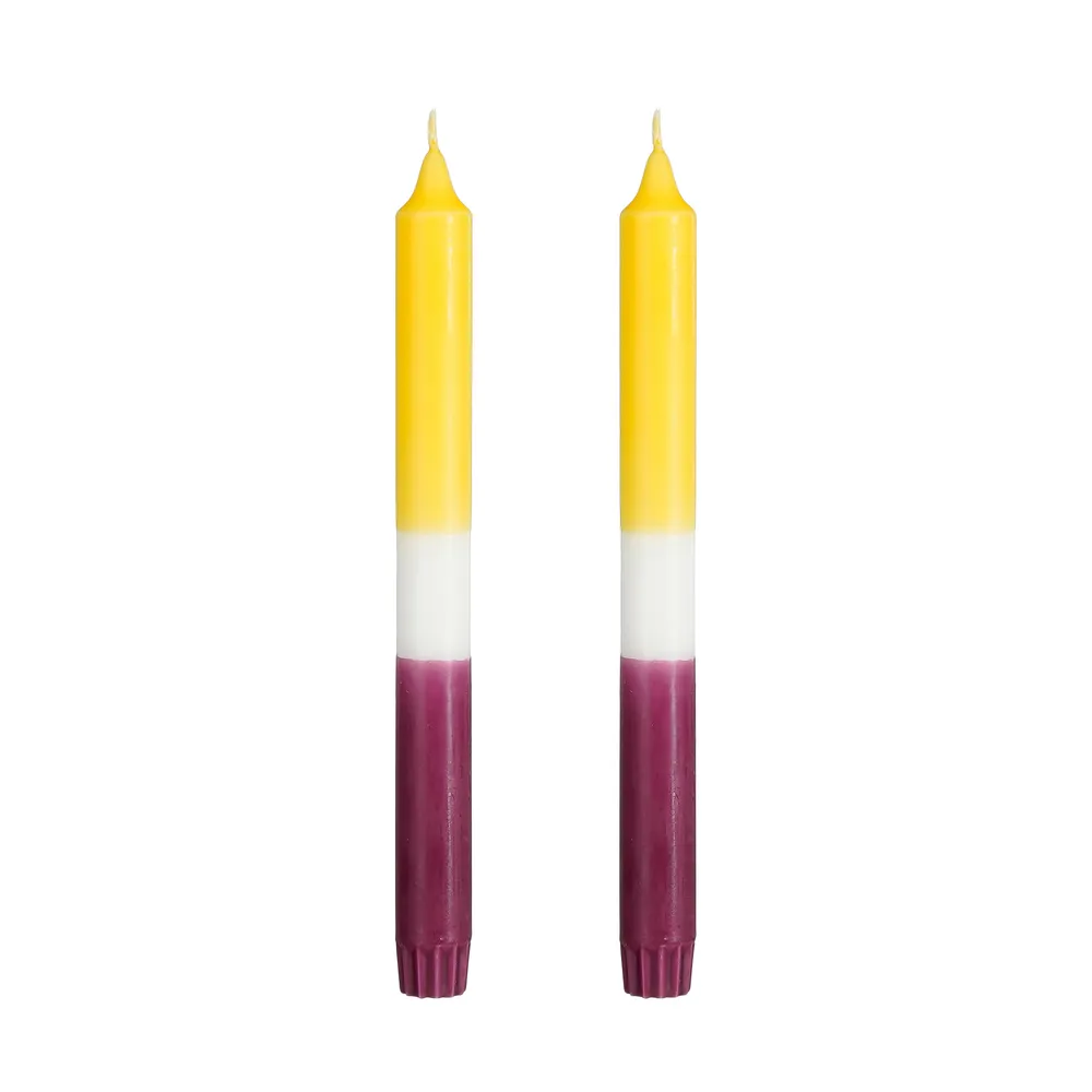 Protection de fauteuil Bougies diner Stearine jaune Dip-dye (2 pièces) - H.25xD.2,2cm