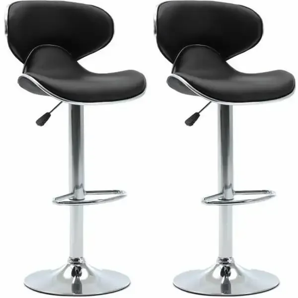 Protection de fauteuil Lot de 2 Tabourets de Bar avec Dossier Home Decor Noir et Argenté