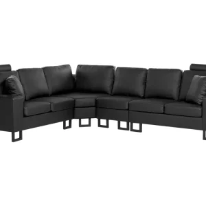 Right Hand Corner Leather Sofa Noir jais STOCKHOLM II