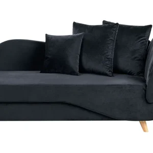 Right Hand Panne Chaise Lounge Storage Black MERI II