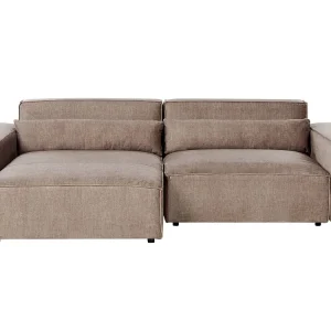 Right Hand 2 Seater Modulaire Fabric Corner Sofa Brown HELLNAR