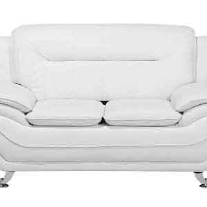 2 Seater Faux Cuir grainé Sofa White LEIRA