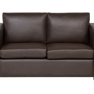 2 Seater Simili-cuir Sofa Brown HELSINKI